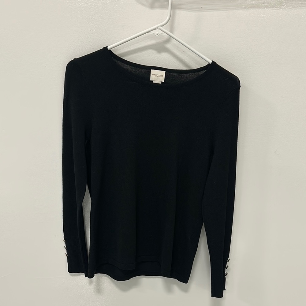 Chico's Black Long Sleeve Top Size 0P